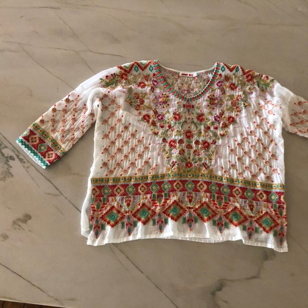 Johnny Was Heavily Embroidered Sandra Blouse